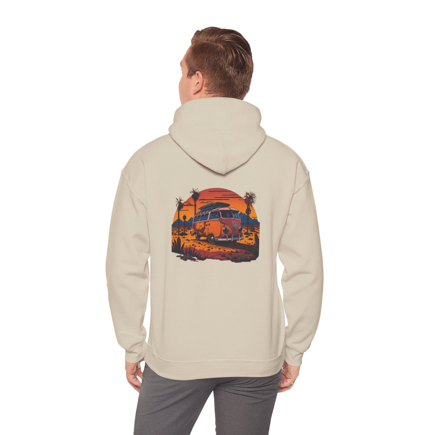 Retro Sunset Van Hoodie for Adventure Lovers, Cozy Sweatshirt, Beach Vibes Clothing, personalized Travel Gifts, Fall Fashion