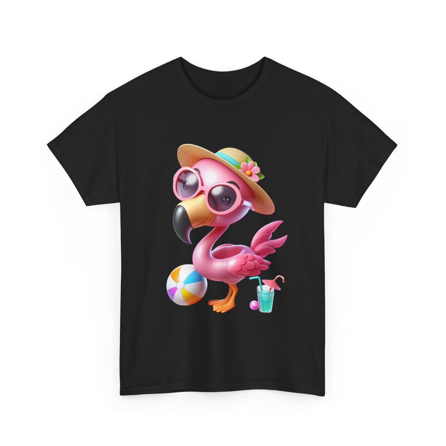Tropical Flamingo Tee, Summer T-Shirt, Beach Shirt, Gift for Vacation Lovers, Cute Floral Graphic Shirt, Unisex Casual Wear
