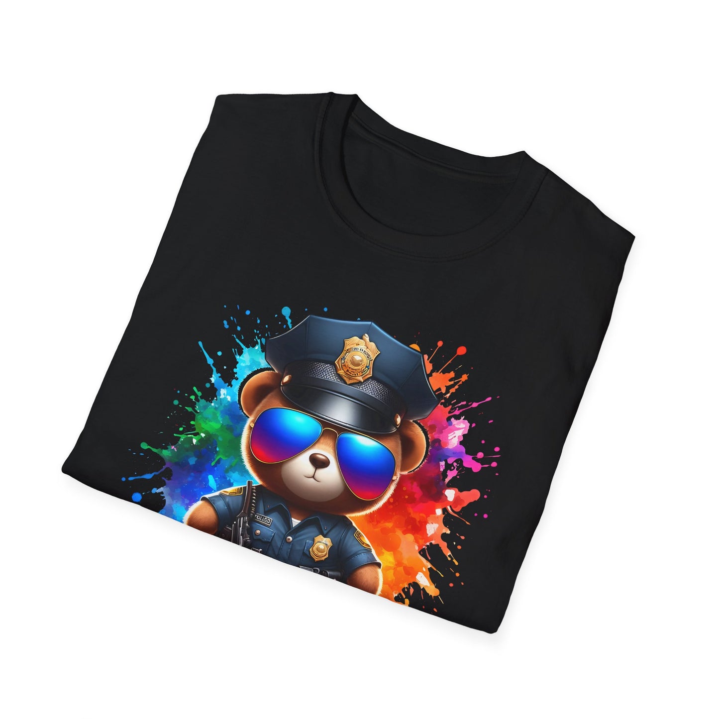 Police Bear Graphic T-Shirt, Cute animal tee, Unisex casual wear, Gift for animal lovers, Fun shirt for kids and adults