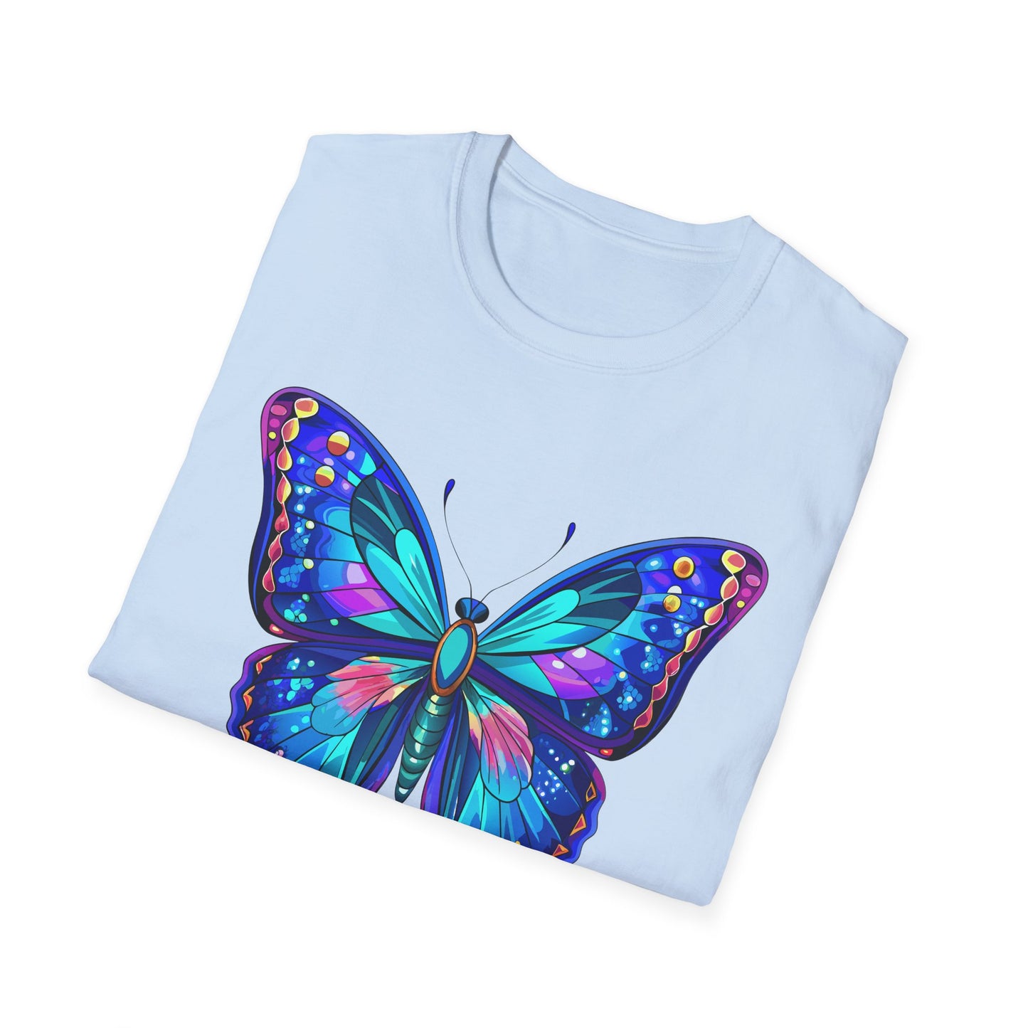 Butterfly Dreams Unisex Softstyle T-Shirt, Colorful Graphic Tee, Butterfly Shirt, Nature Lover Gift, Casual Wear, Unique Art T-Shirt