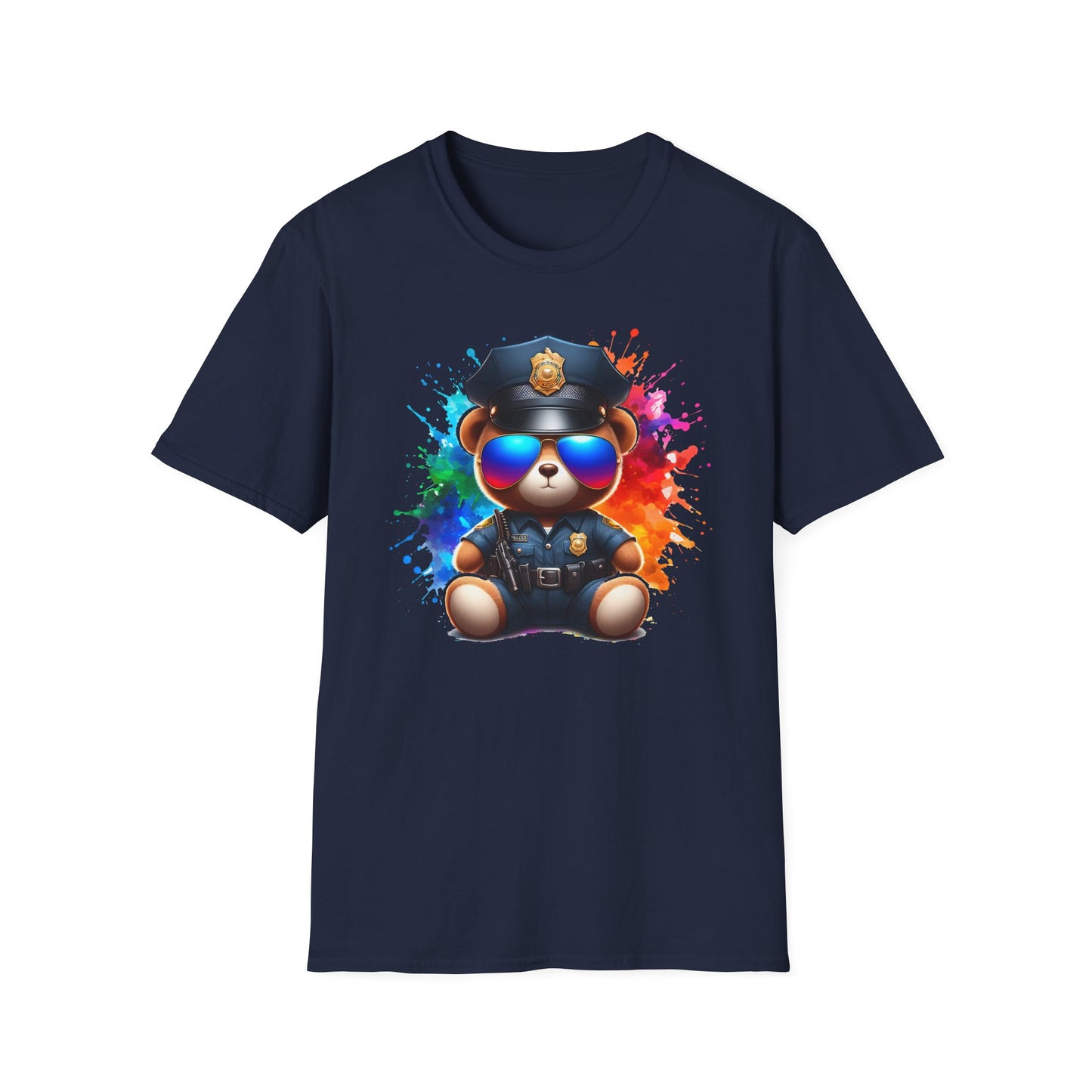 Police Bear Graphic T-Shirt, Cute animal tee, Unisex casual wear, Gift for animal lovers, Fun shirt for kids and adults
