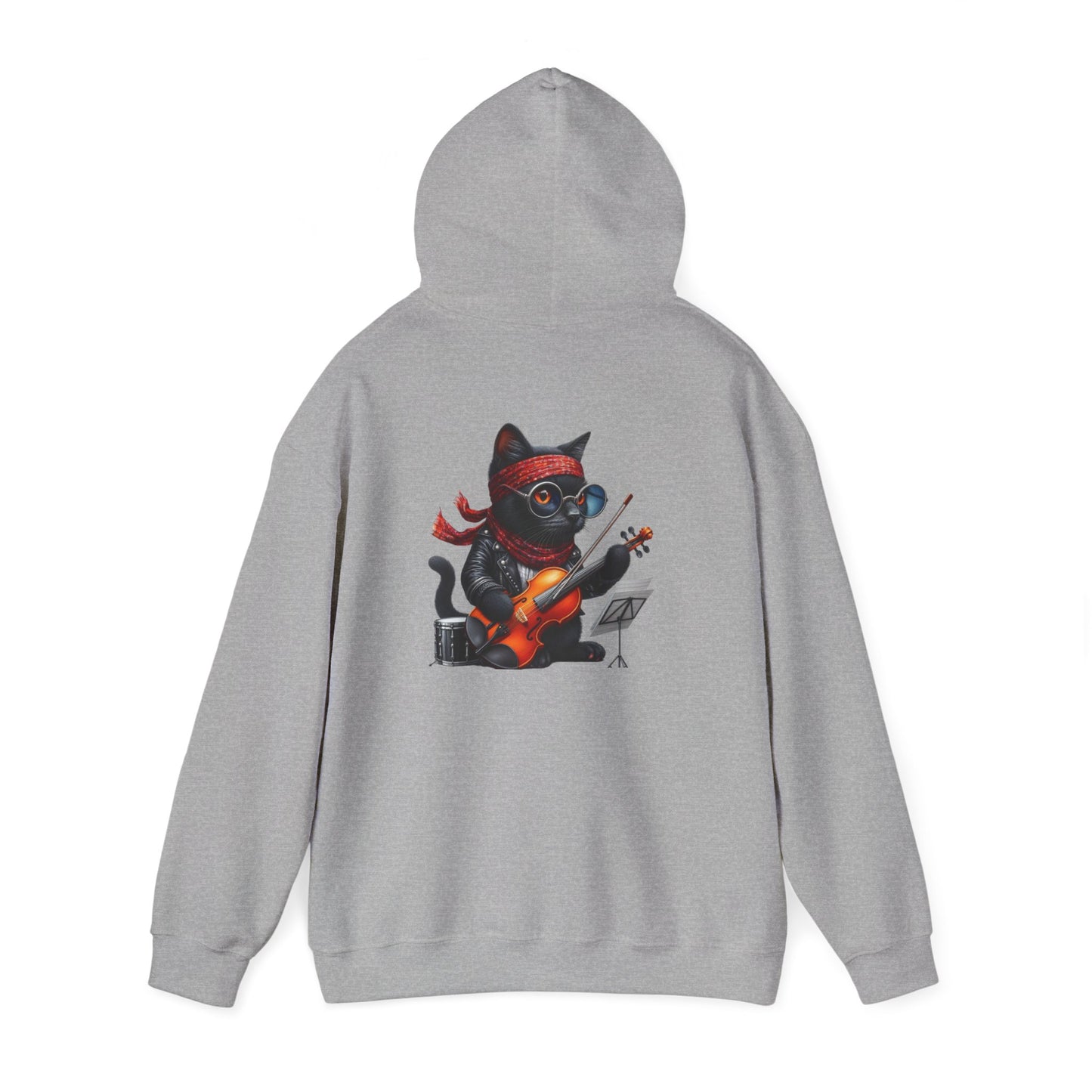 Rockin' Cat Hoodie  Music Lover Gift, Cozy Casual Wear, Pet Lover Apparel