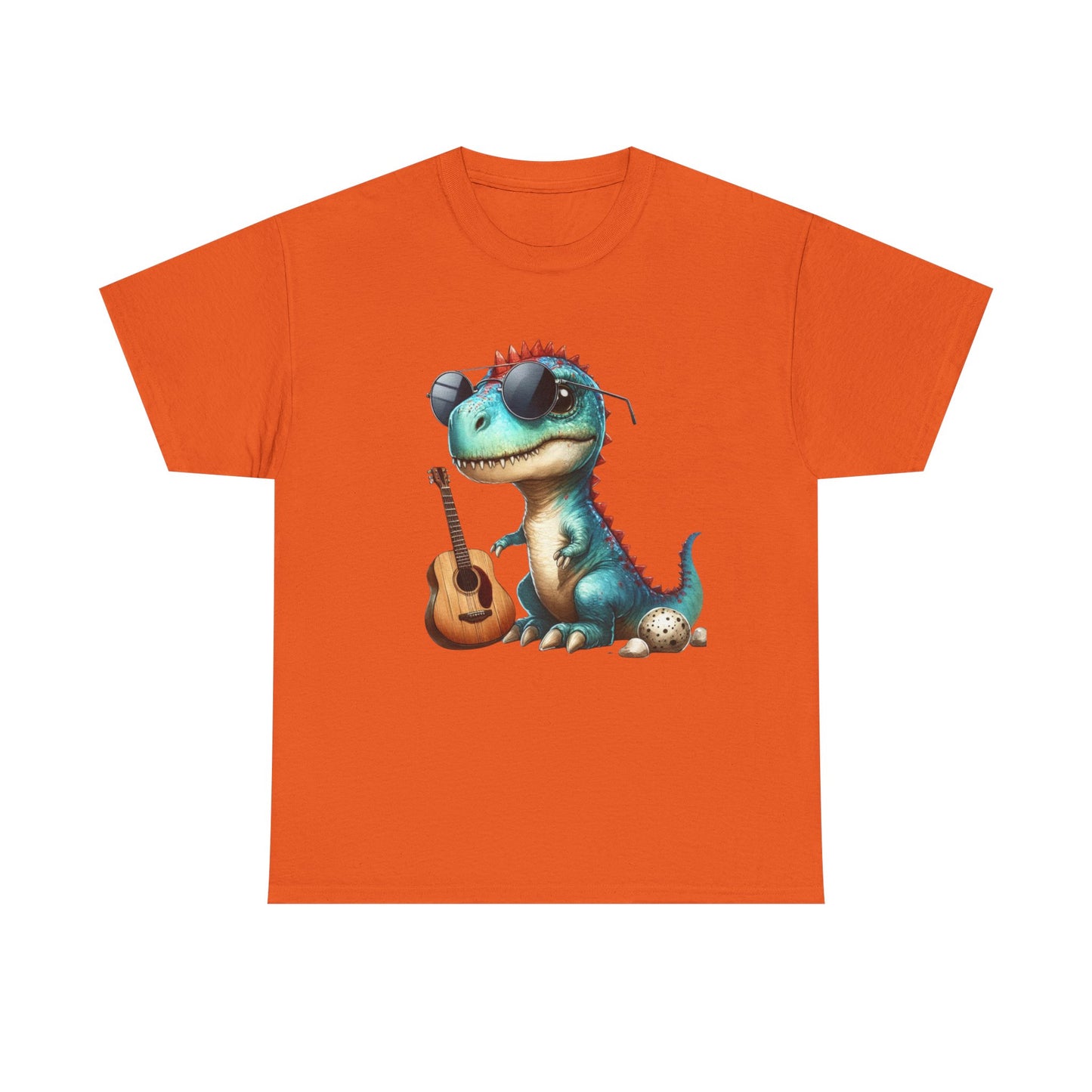 Cool Dinosaur Graphic Tee for Kids, Fun Gift for Birthdays, Retro Style Cotton T-Shirt, Music Lover's Merchandise, Playful Summer Wear