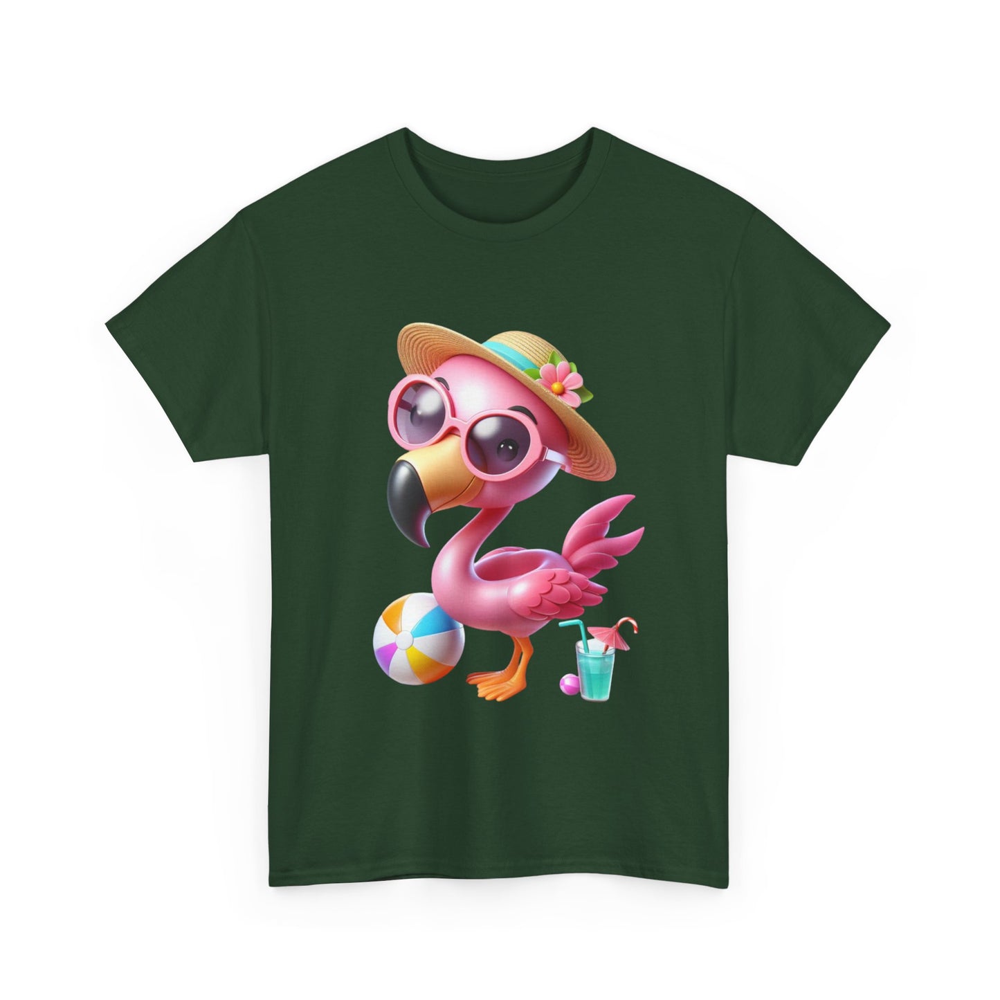 Tropical Flamingo Tee, Summer T-Shirt, Beach Shirt, Gift for Vacation Lovers, Cute Floral Graphic Shirt, Unisex Casual Wear