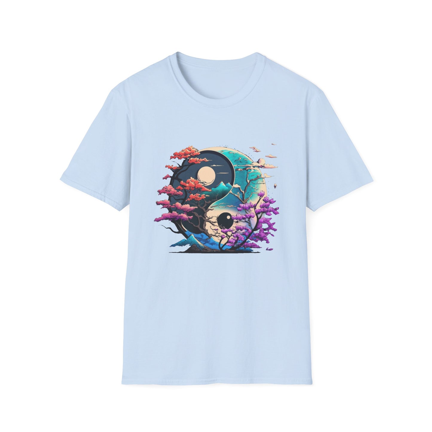 Yin Yang Nature T-Shirt - Unisex Softstyle Tee, Graphic Tee, Casual Wear, Eco-Friendly Gift, Meditation Top, Tree Love Shirt