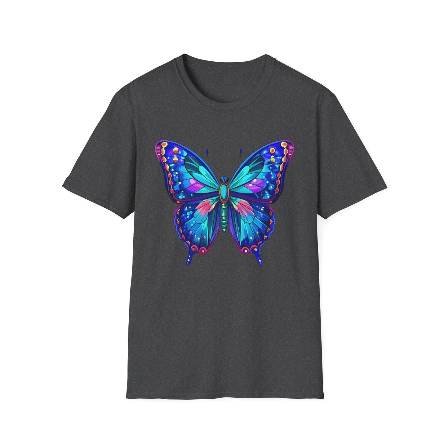 Butterfly Dreams Unisex Softstyle T-Shirt, Colorful Graphic Tee, Butterfly Shirt, Nature Lover Gift, Casual Wear, Unique Art T-Shirt