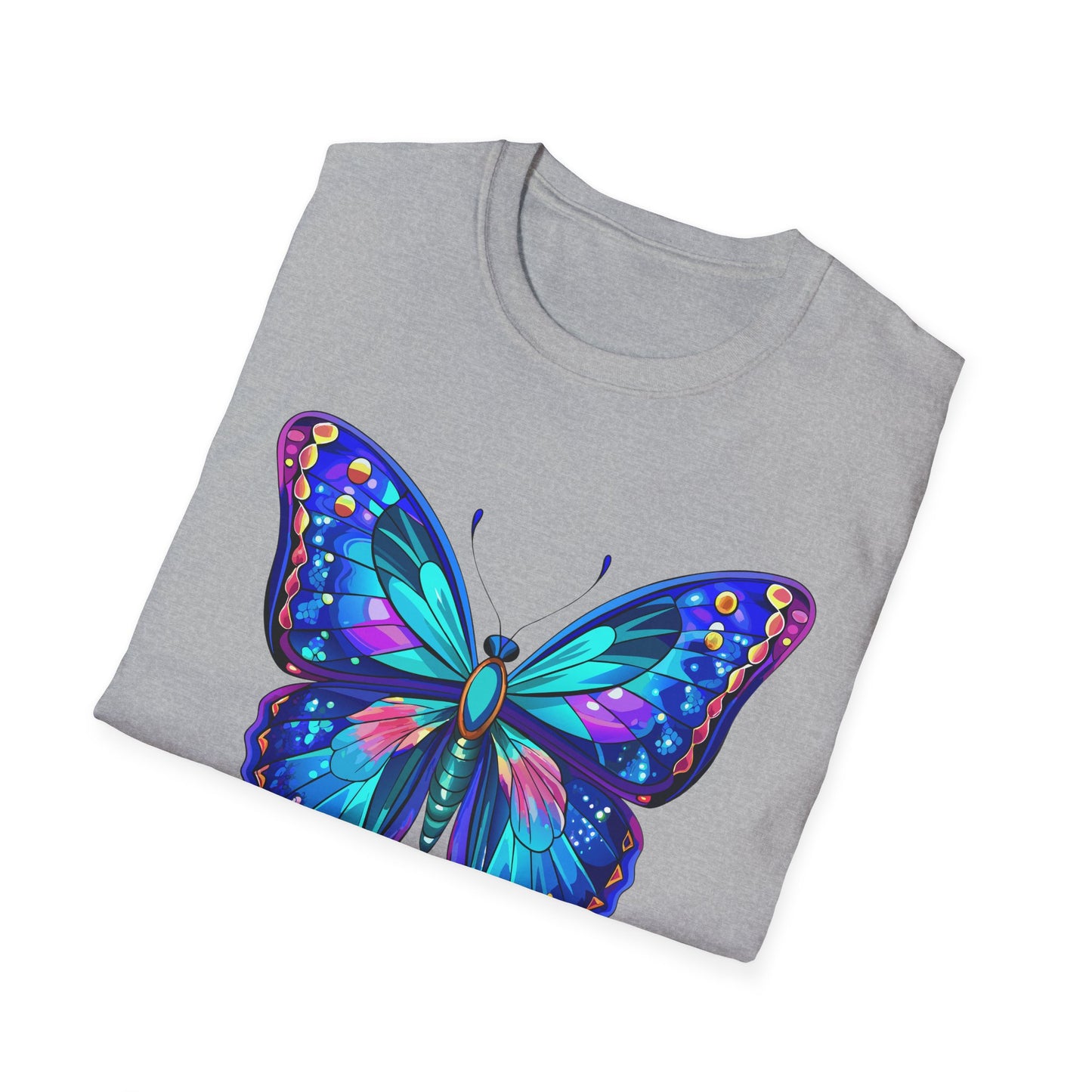 Butterfly Dreams Unisex Softstyle T-Shirt, Colorful Graphic Tee, Butterfly Shirt, Nature Lover Gift, Casual Wear, Unique Art T-Shirt