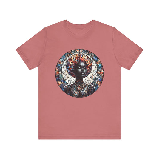 Artistic Stained Glass Tee, Stylish Graphic Shirt, Unique Gift for Art Lovers, Casual Wear, Summer Fashion