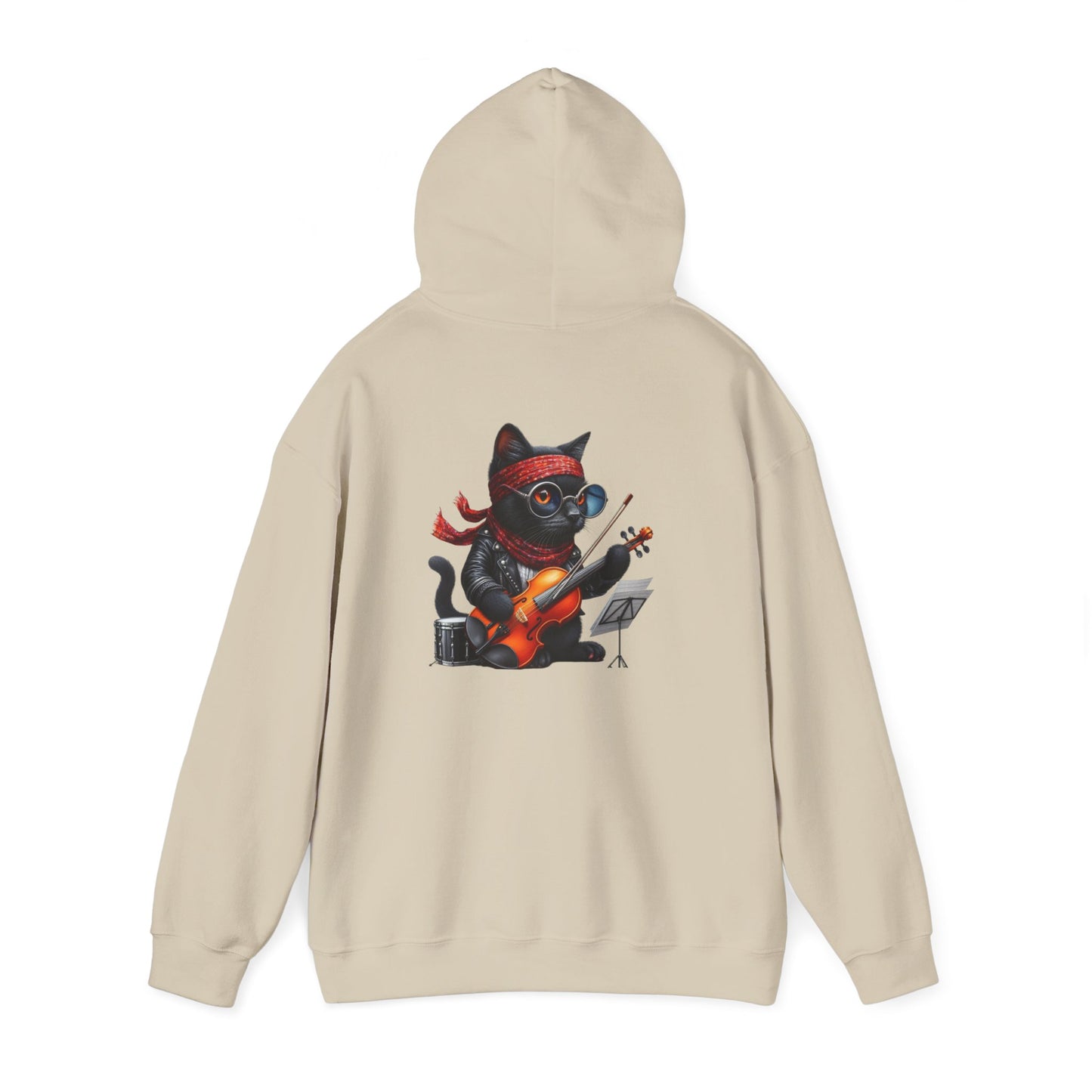 Rockin' Cat Hoodie  Music Lover Gift, Cozy Casual Wear, Pet Lover Apparel