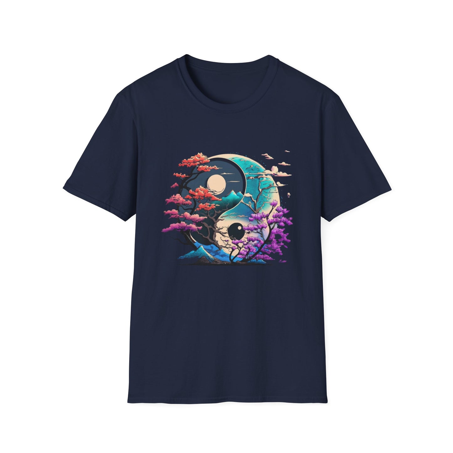 Yin Yang Nature T-Shirt - Unisex Softstyle Tee, Graphic Tee, Casual Wear, Eco-Friendly Gift, Meditation Top, Tree Love Shirt