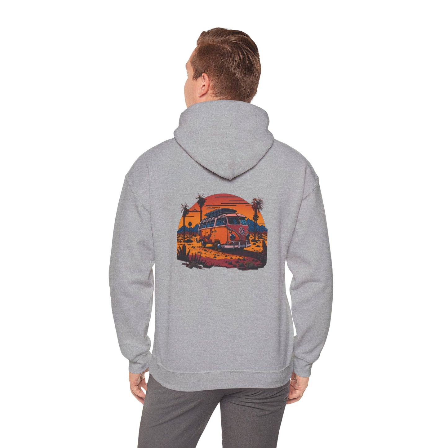 Retro Sunset Van Hoodie for Adventure Lovers, Cozy Sweatshirt, Beach Vibes Clothing, personalized Travel Gifts, Fall Fashion