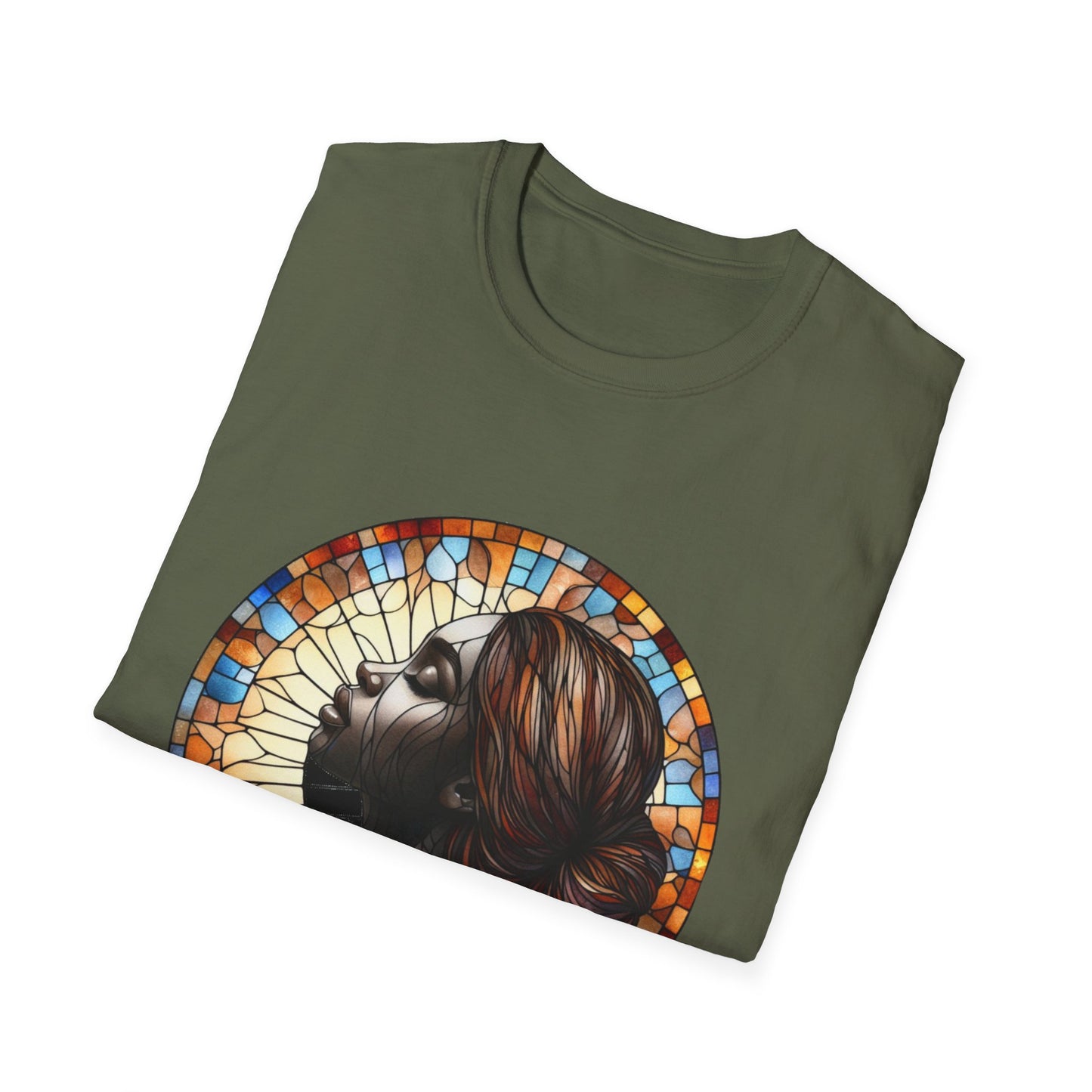 Stained Glass Portrait T-Shirt, Unisex Tee, Artistic Tee, Boho Fashion, Unique Gift, Self-Love Art