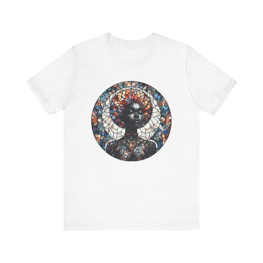 Artistic Stained Glass Tee, Stylish Graphic Shirt, Unique Gift for Art Lovers, Casual Wear, Summer Fashion