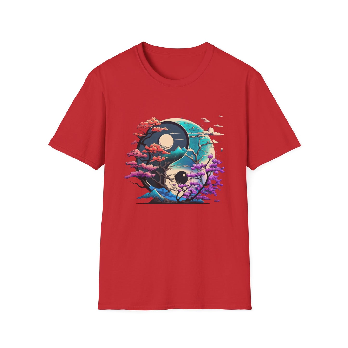 Yin Yang Nature T-Shirt - Unisex Softstyle Tee, Graphic Tee, Casual Wear, Eco-Friendly Gift, Meditation Top, Tree Love Shirt