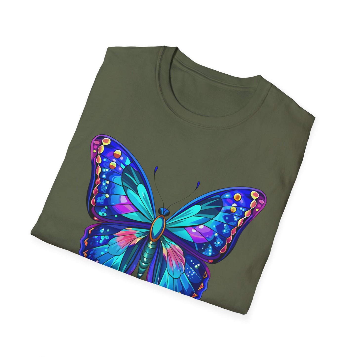 Butterfly Dreams Unisex Softstyle T-Shirt, Colorful Graphic Tee, Butterfly Shirt, Nature Lover Gift, Casual Wear, Unique Art T-Shirt