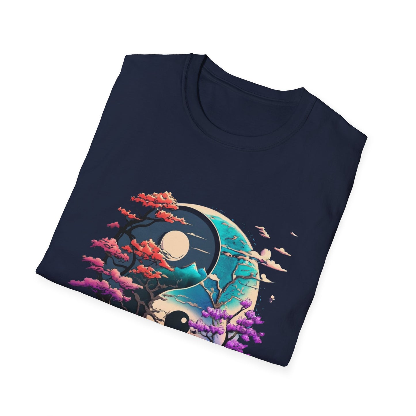 Yin Yang Nature T-Shirt - Unisex Softstyle Tee, Graphic Tee, Casual Wear, Eco-Friendly Gift, Meditation Top, Tree Love Shirt