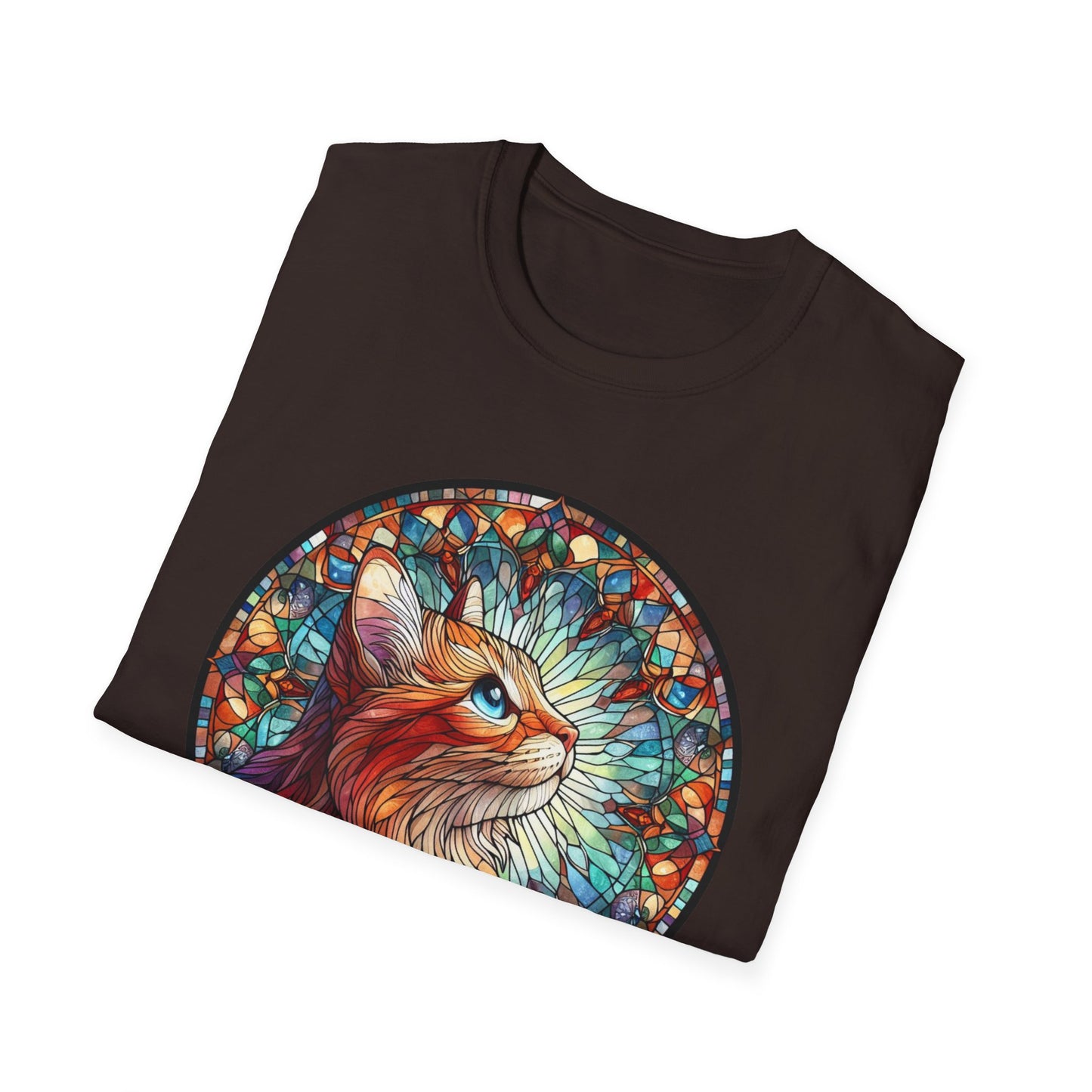 Colorful Cat Art Unisex Softstyle T-Shirt, Pet Lover Gift, Cute Cat Tee, Animal Lover Apparel, Unique Cat Graphic Shirt