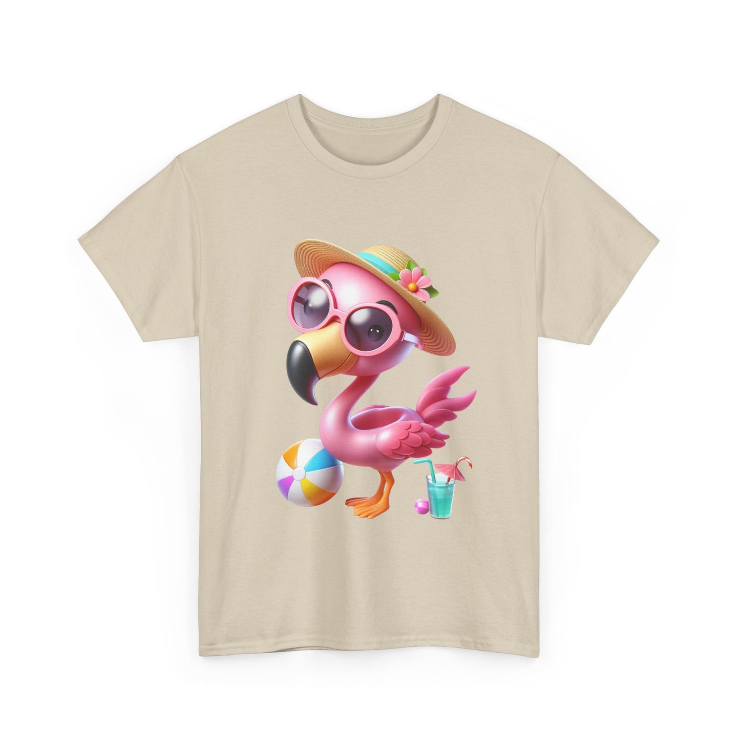 Tropical Flamingo Tee, Summer T-Shirt, Beach Shirt, Gift for Vacation Lovers, Cute Floral Graphic Shirt, Unisex Casual Wear