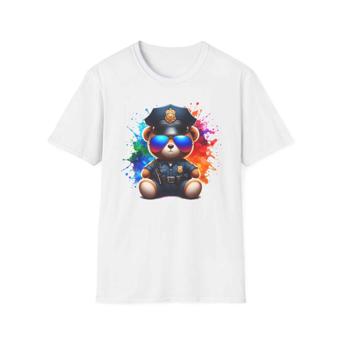Police Bear Graphic T-Shirt, Cute animal tee, Unisex casual wear, Gift for animal lovers, Fun shirt for kids and adults