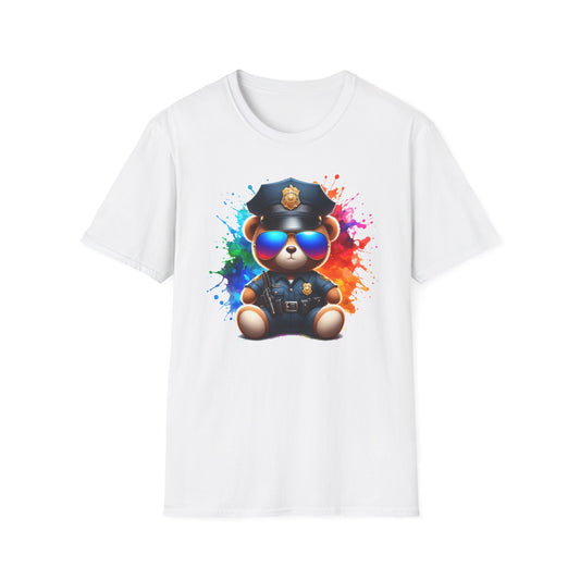 Police Bear Graphic T-Shirt, Cute animal tee, Unisex casual wear, Gift for animal lovers, Fun shirt for kids and adults