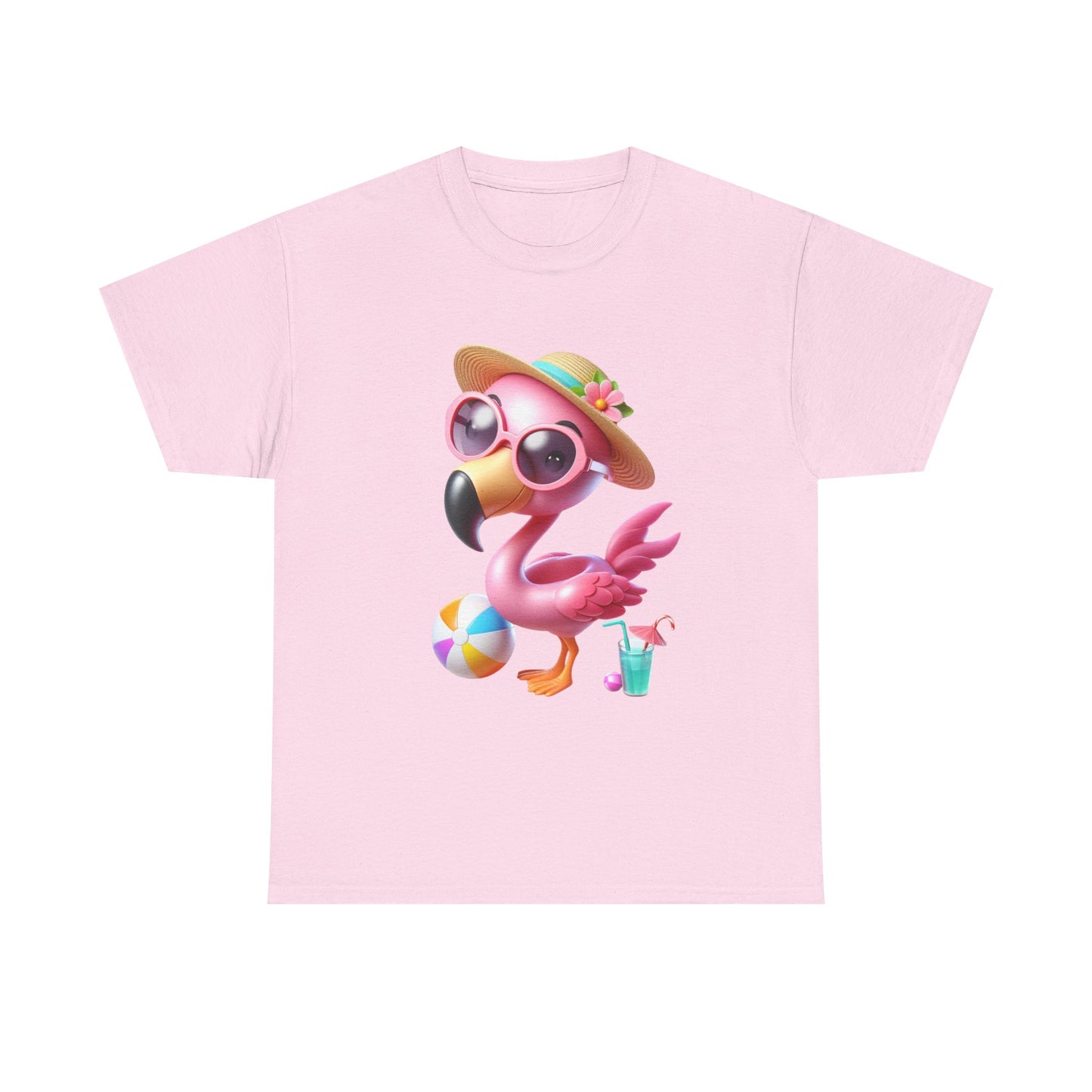 Tropical Flamingo Tee, Summer T-Shirt, Beach Shirt, Gift for Vacation Lovers, Cute Floral Graphic Shirt, Unisex Casual Wear