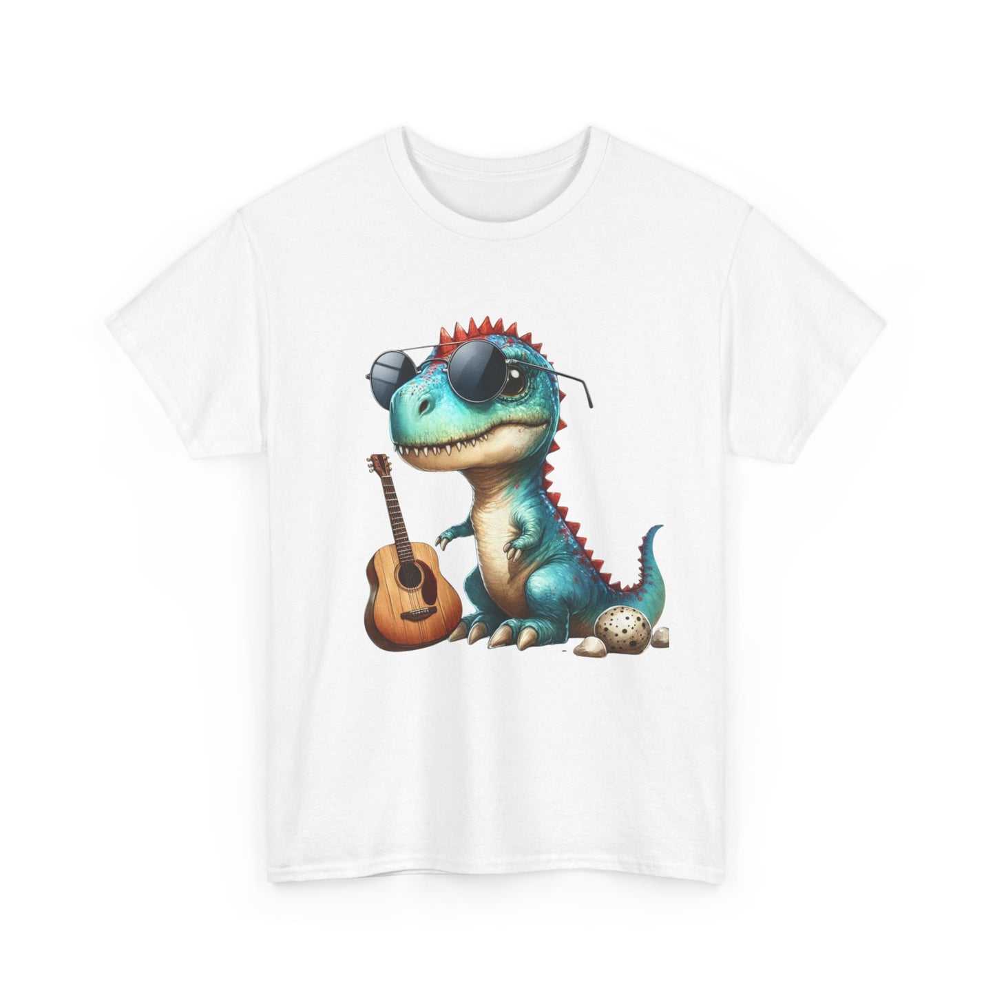 Cool Dinosaur Graphic Tee for Kids, Fun Gift for Birthdays, Retro Style Cotton T-Shirt, Music Lover's Merchandise, Playful Summer Wear