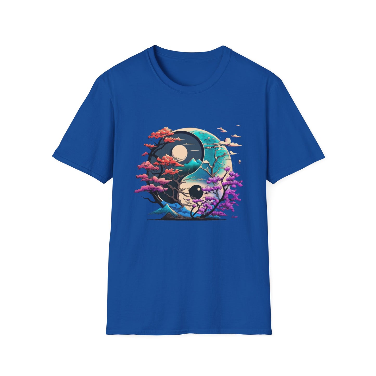 Yin Yang Nature T-Shirt - Unisex Softstyle Tee, Graphic Tee, Casual Wear, Eco-Friendly Gift, Meditation Top, Tree Love Shirt