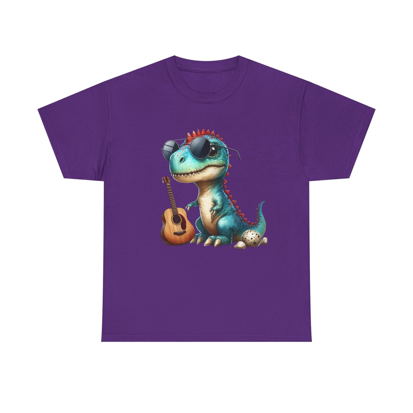 Cool Dinosaur Graphic Tee for Kids, Fun Gift for Birthdays, Retro Style Cotton T-Shirt, Music Lover's Merchandise, Playful Summer Wear