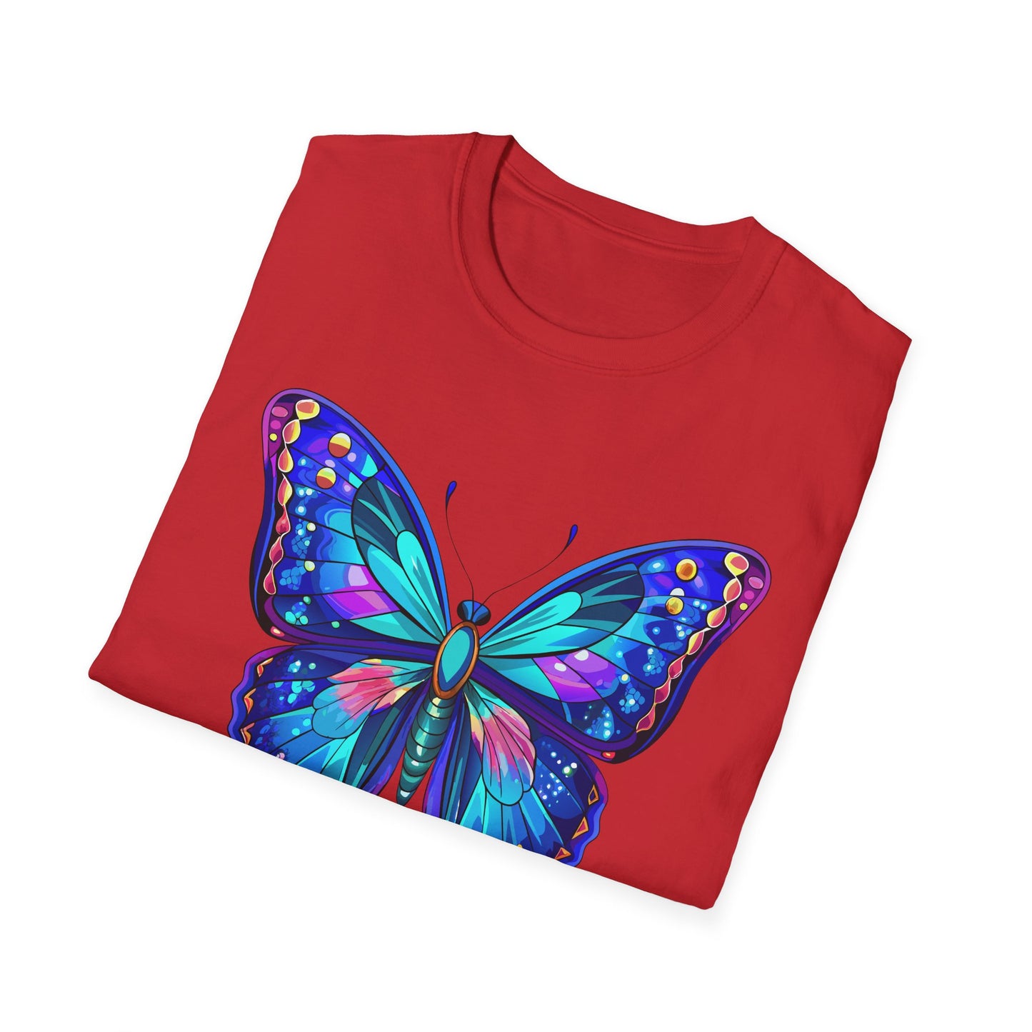 Butterfly Dreams Unisex Softstyle T-Shirt, Colorful Graphic Tee, Butterfly Shirt, Nature Lover Gift, Casual Wear, Unique Art T-Shirt