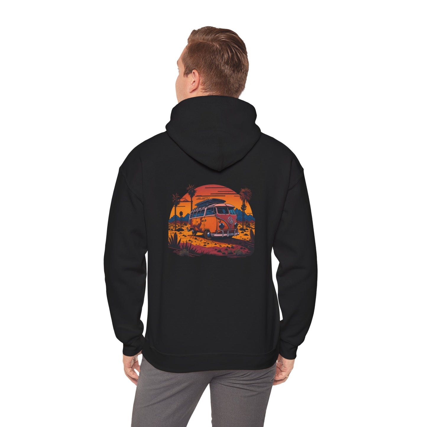 Retro Sunset Van Hoodie for Adventure Lovers, Cozy Sweatshirt, Beach Vibes Clothing, personalized Travel Gifts, Fall Fashion