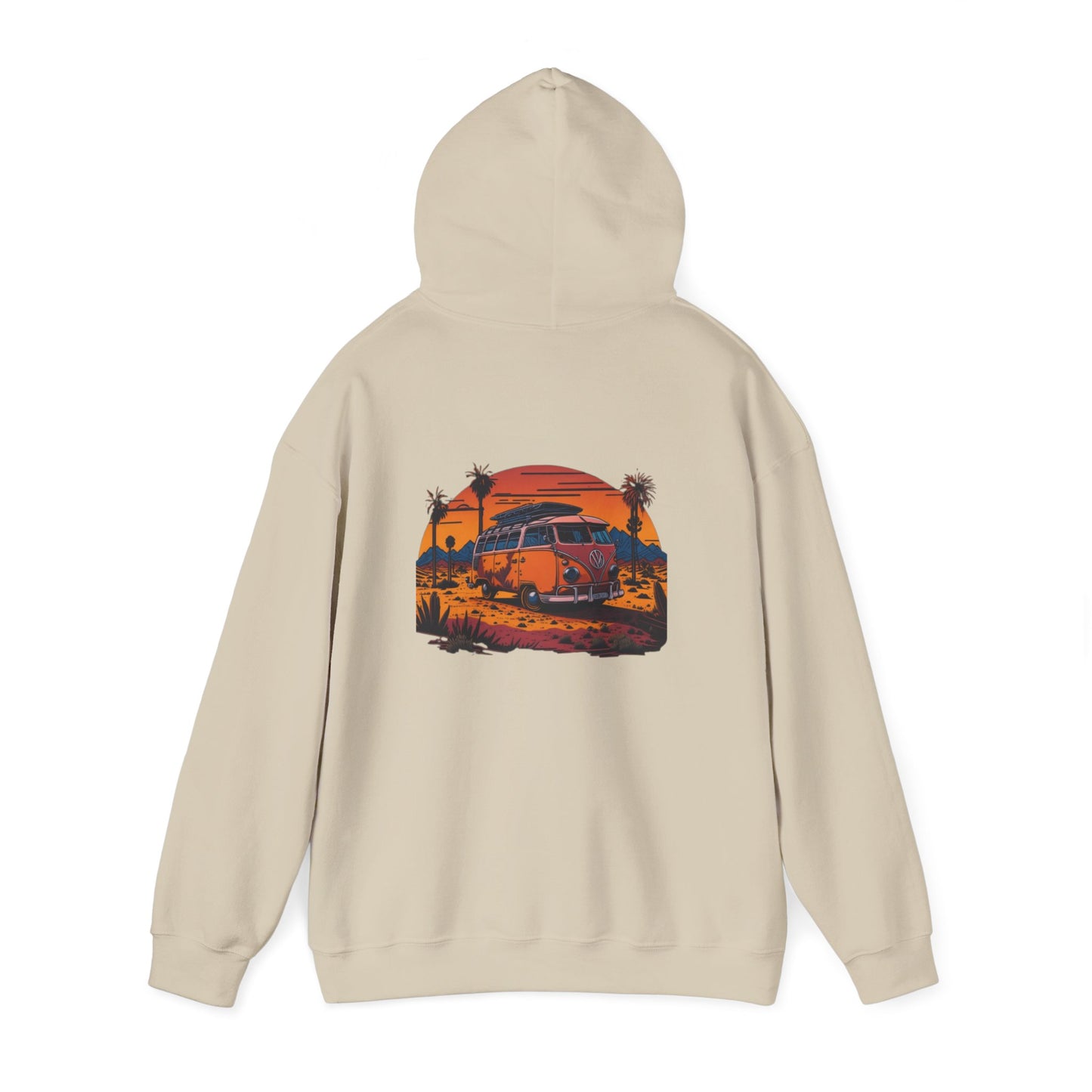 Retro Sunset Van Hoodie for Adventure Lovers, Cozy Sweatshirt, Beach Vibes Clothing, personalized Travel Gifts, Fall Fashion