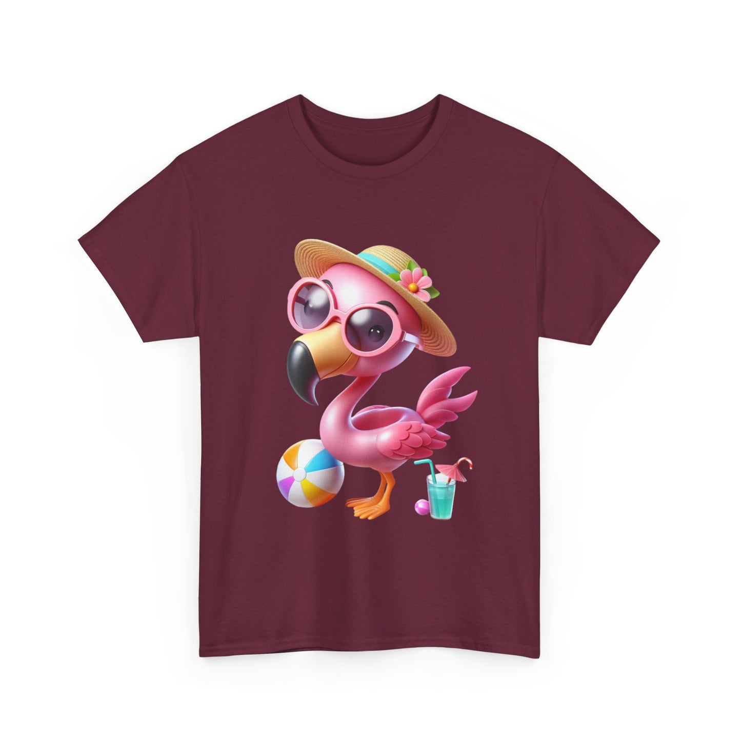 Tropical Flamingo Tee, Summer T-Shirt, Beach Shirt, Gift for Vacation Lovers, Cute Floral Graphic Shirt, Unisex Casual Wear