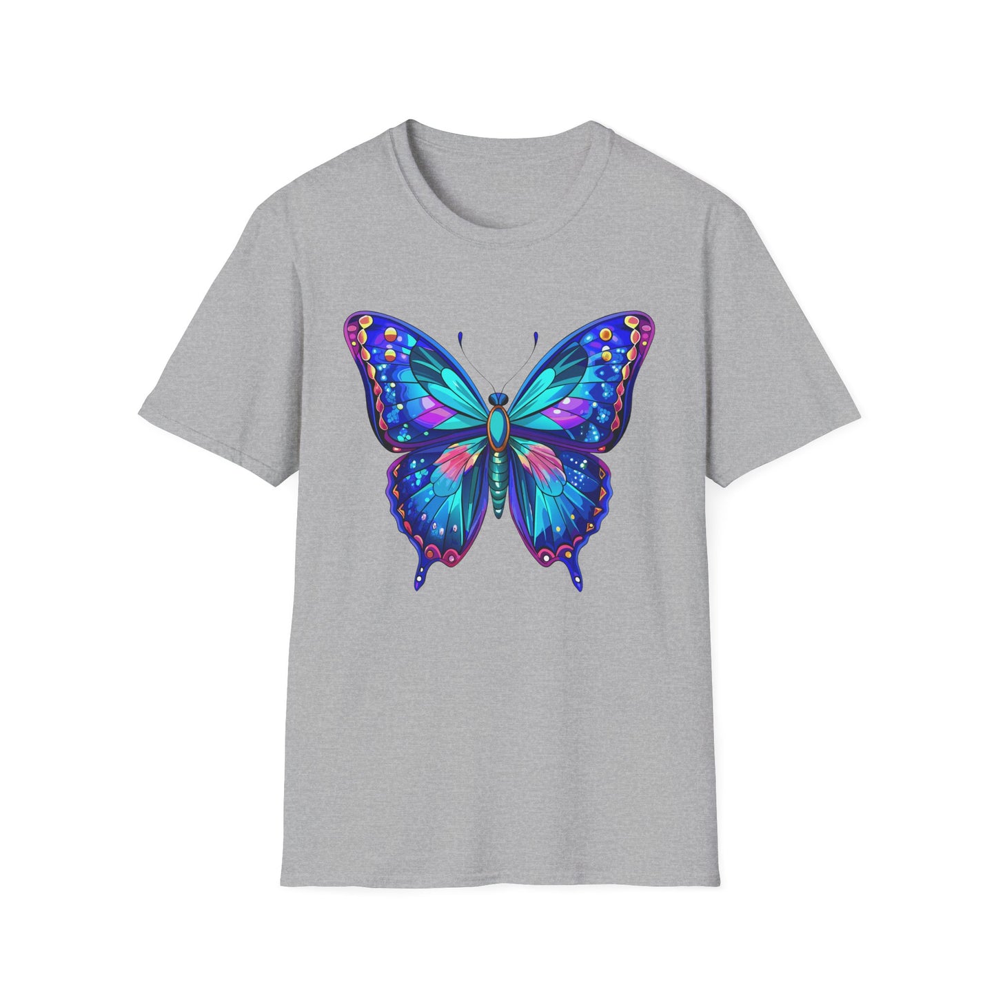 Butterfly Dreams Unisex Softstyle T-Shirt, Colorful Graphic Tee, Butterfly Shirt, Nature Lover Gift, Casual Wear, Unique Art T-Shirt