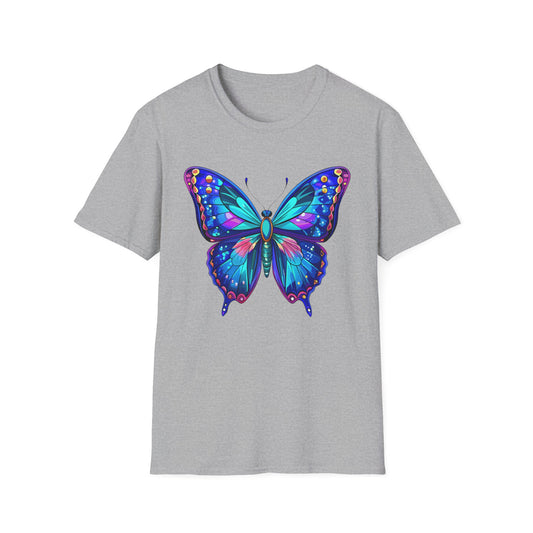 Butterfly Dreams Unisex Softstyle T-Shirt, Colorful Graphic Tee, Butterfly Shirt, Nature Lover Gift, Casual Wear, Unique Art T-Shirt