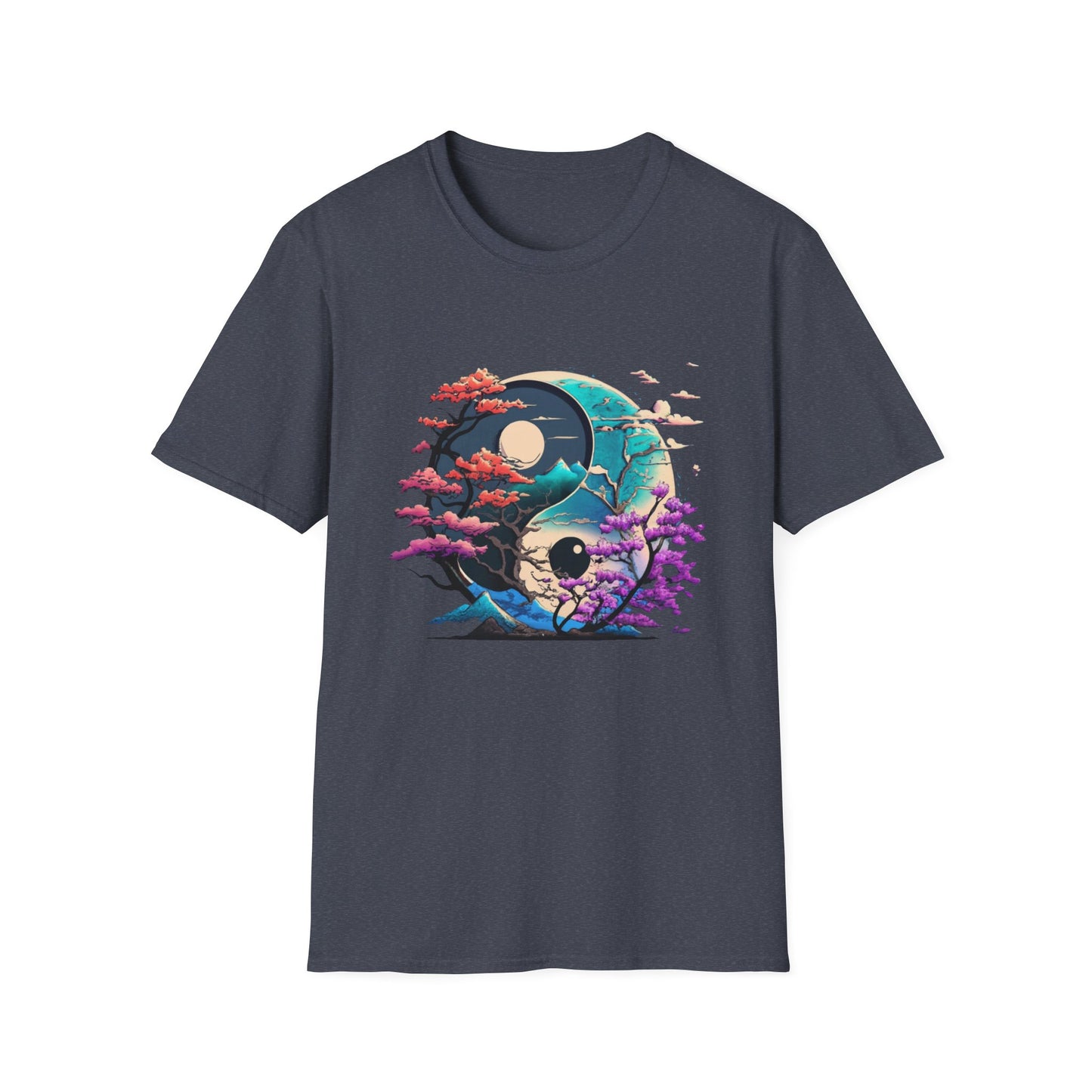 Yin Yang Nature T-Shirt - Unisex Softstyle Tee, Graphic Tee, Casual Wear, Eco-Friendly Gift, Meditation Top, Tree Love Shirt