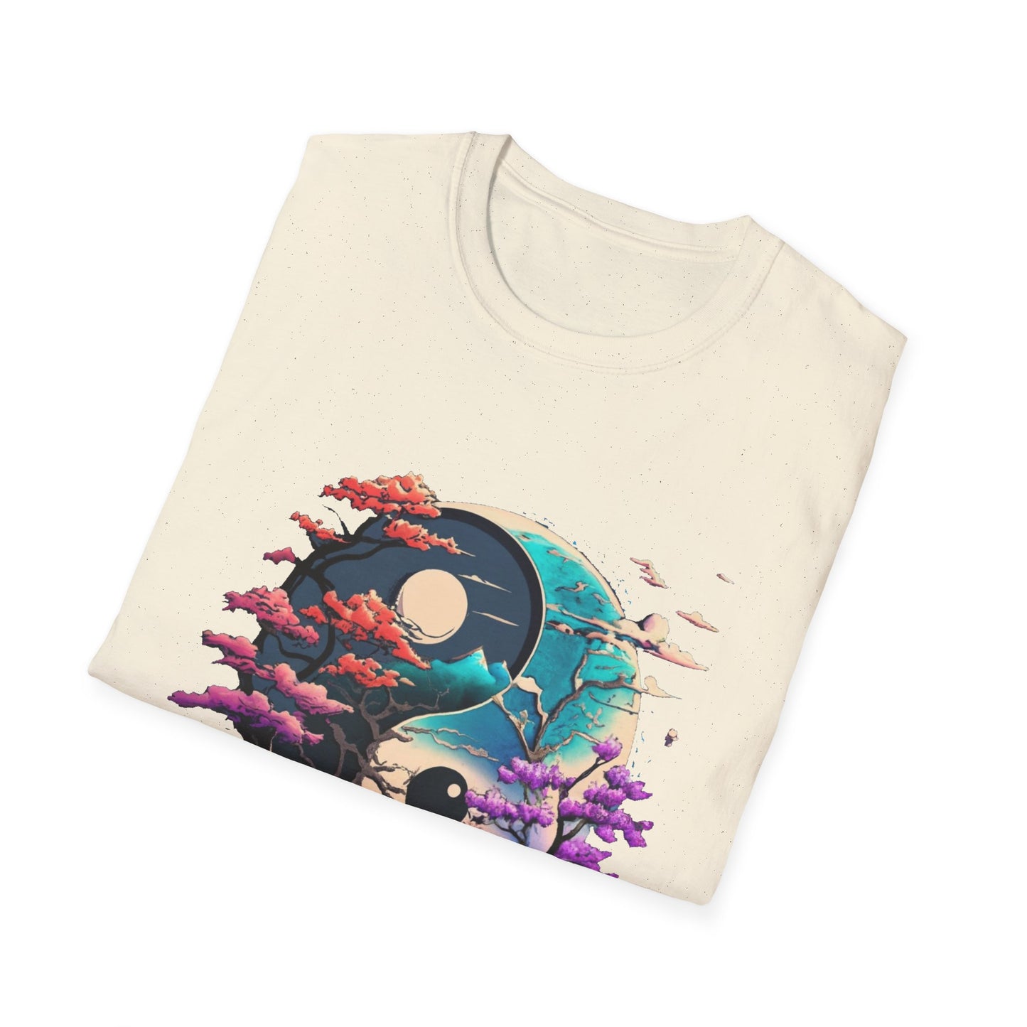 Yin Yang Nature T-Shirt - Unisex Softstyle Tee, Graphic Tee, Casual Wear, Eco-Friendly Gift, Meditation Top, Tree Love Shirt