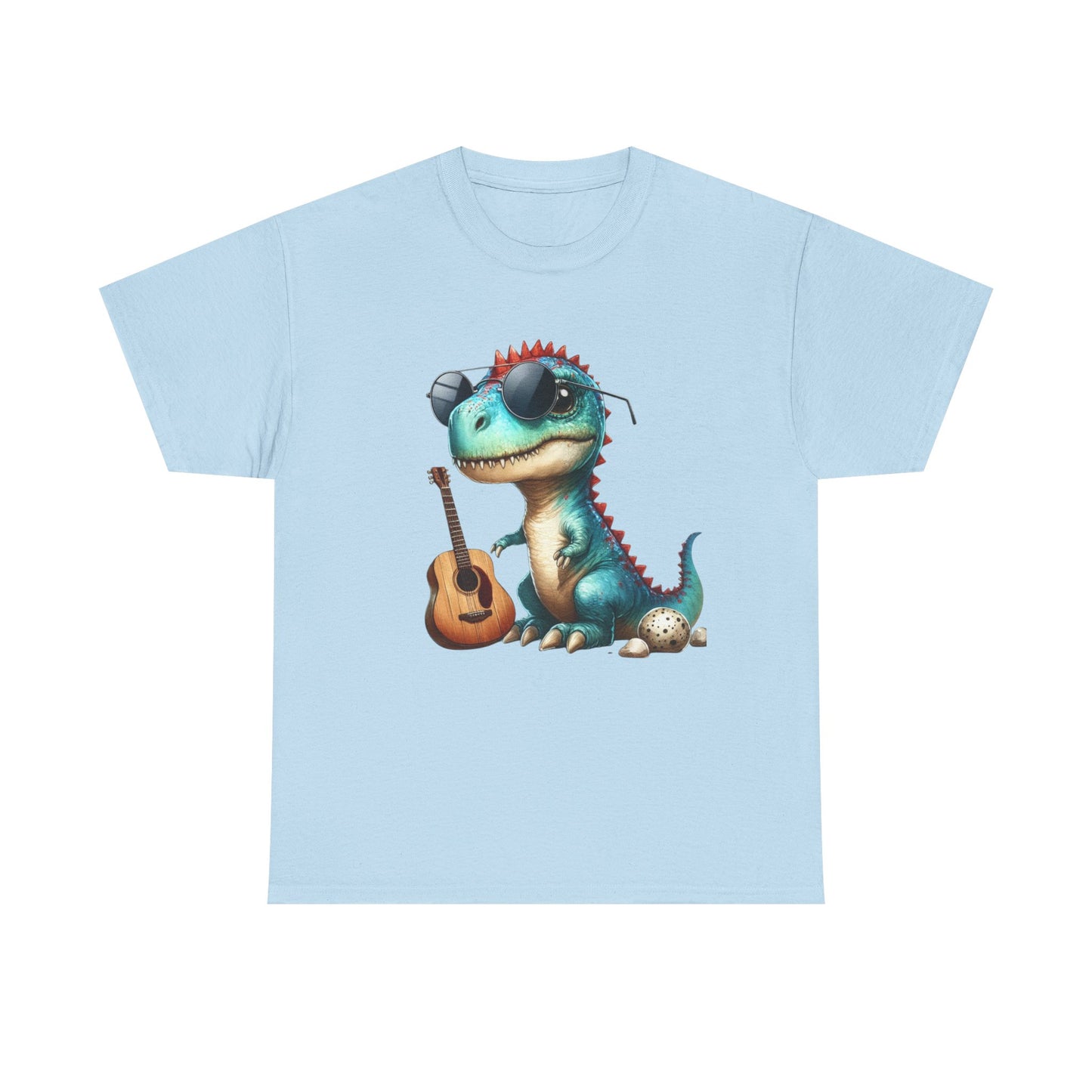 Cool Dinosaur Graphic Tee for Kids, Fun Gift for Birthdays, Retro Style Cotton T-Shirt, Music Lover's Merchandise, Playful Summer Wear