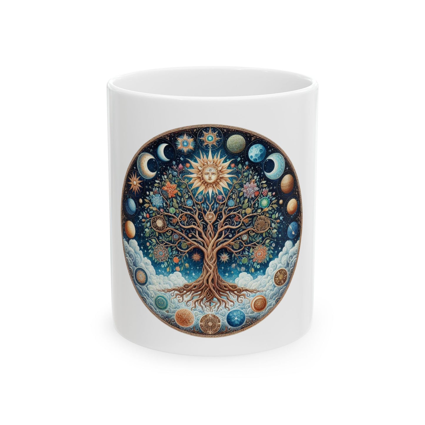 Celestial Tree of Life Mug, Astrology Coffee Cup, Cosmic Gift for Nature Lovers, Bohemian Drinkware, Spiritual Kitchen Decor