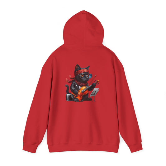 Rockin' Cat Hoodie  Music Lover Gift, Cozy Casual Wear, Pet Lover Apparel