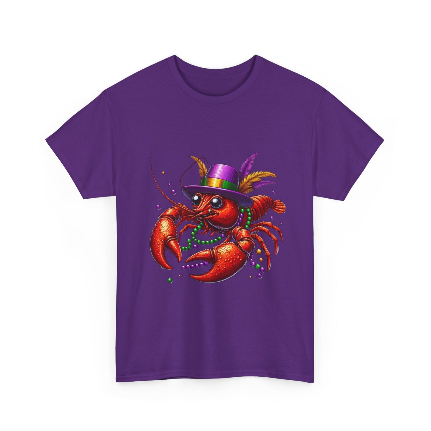Mardi Gras Lobster Tee, Unisex Heavy Cotton T-Shirt, Fun Carnival Shirt, Seafood Lover Gift, Party Apparel, Festive Clothing