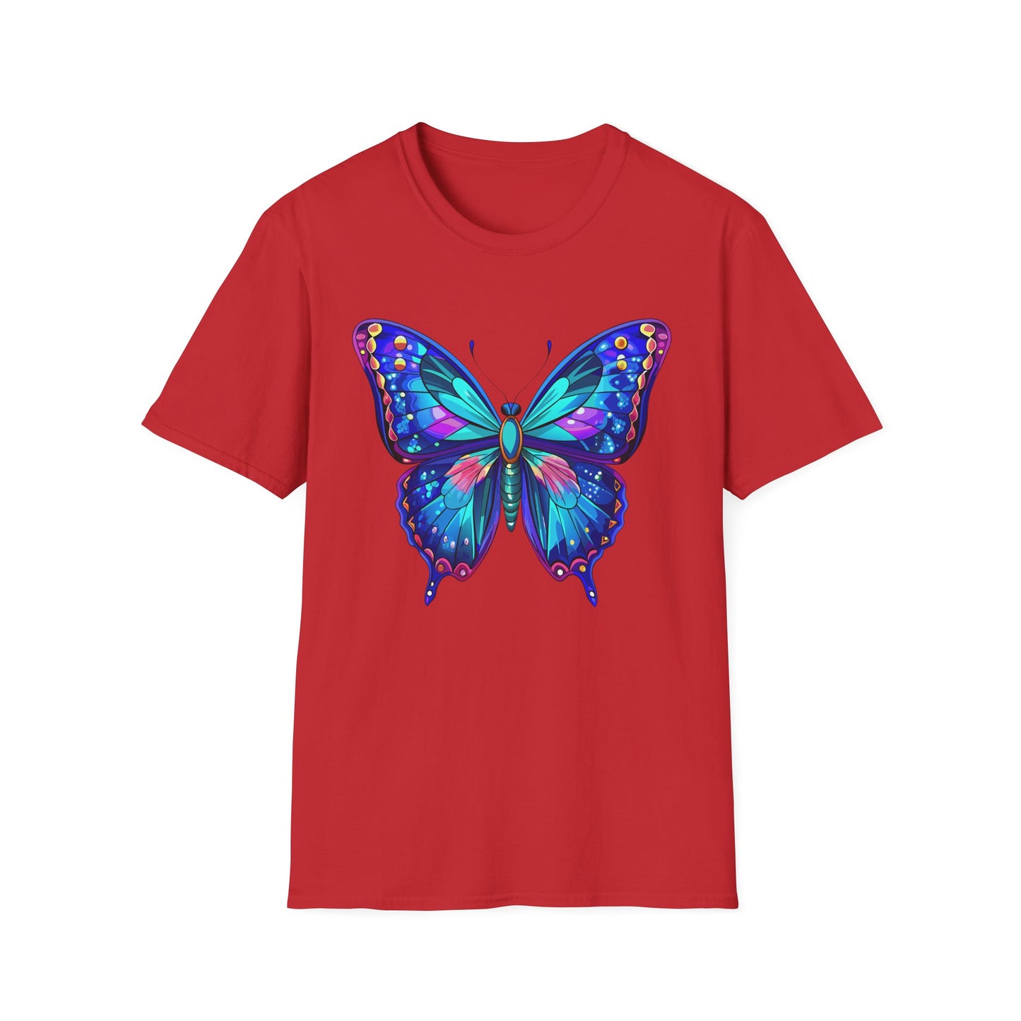 Butterfly Dreams Unisex Softstyle T-Shirt, Colorful Graphic Tee, Butterfly Shirt, Nature Lover Gift, Casual Wear, Unique Art T-Shirt