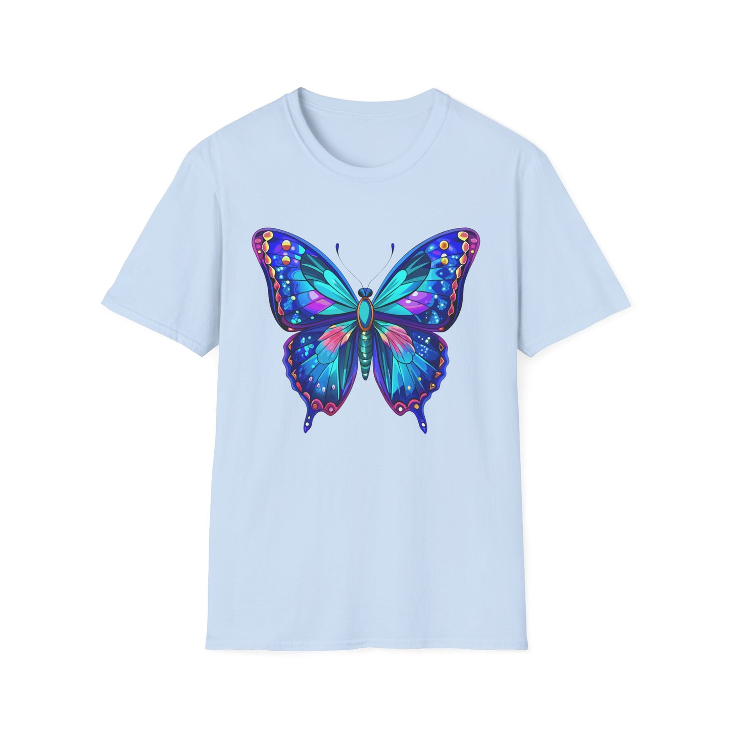 Butterfly Dreams Unisex Softstyle T-Shirt, Colorful Graphic Tee, Butterfly Shirt, Nature Lover Gift, Casual Wear, Unique Art T-Shirt