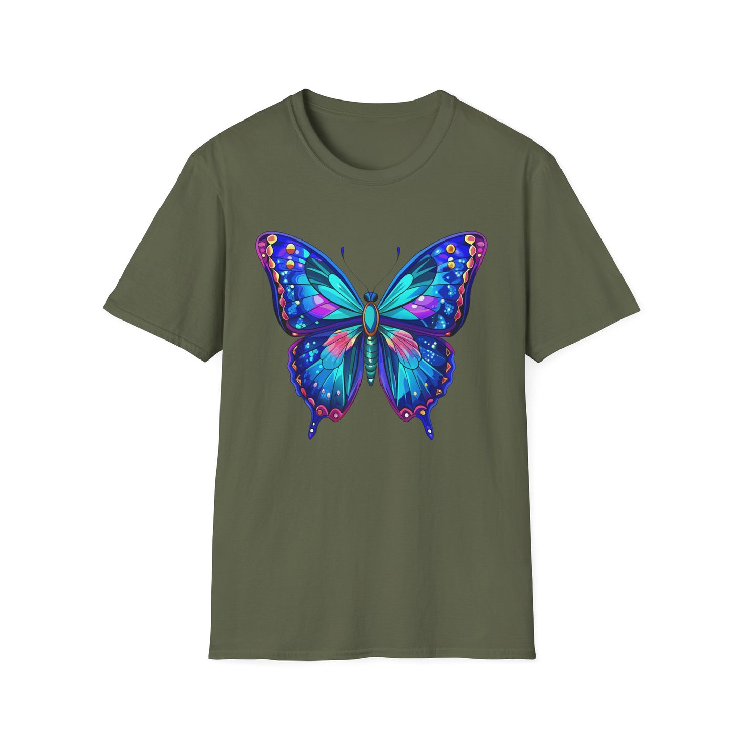 Butterfly Dreams Unisex Softstyle T-Shirt, Colorful Graphic Tee, Butterfly Shirt, Nature Lover Gift, Casual Wear, Unique Art T-Shirt
