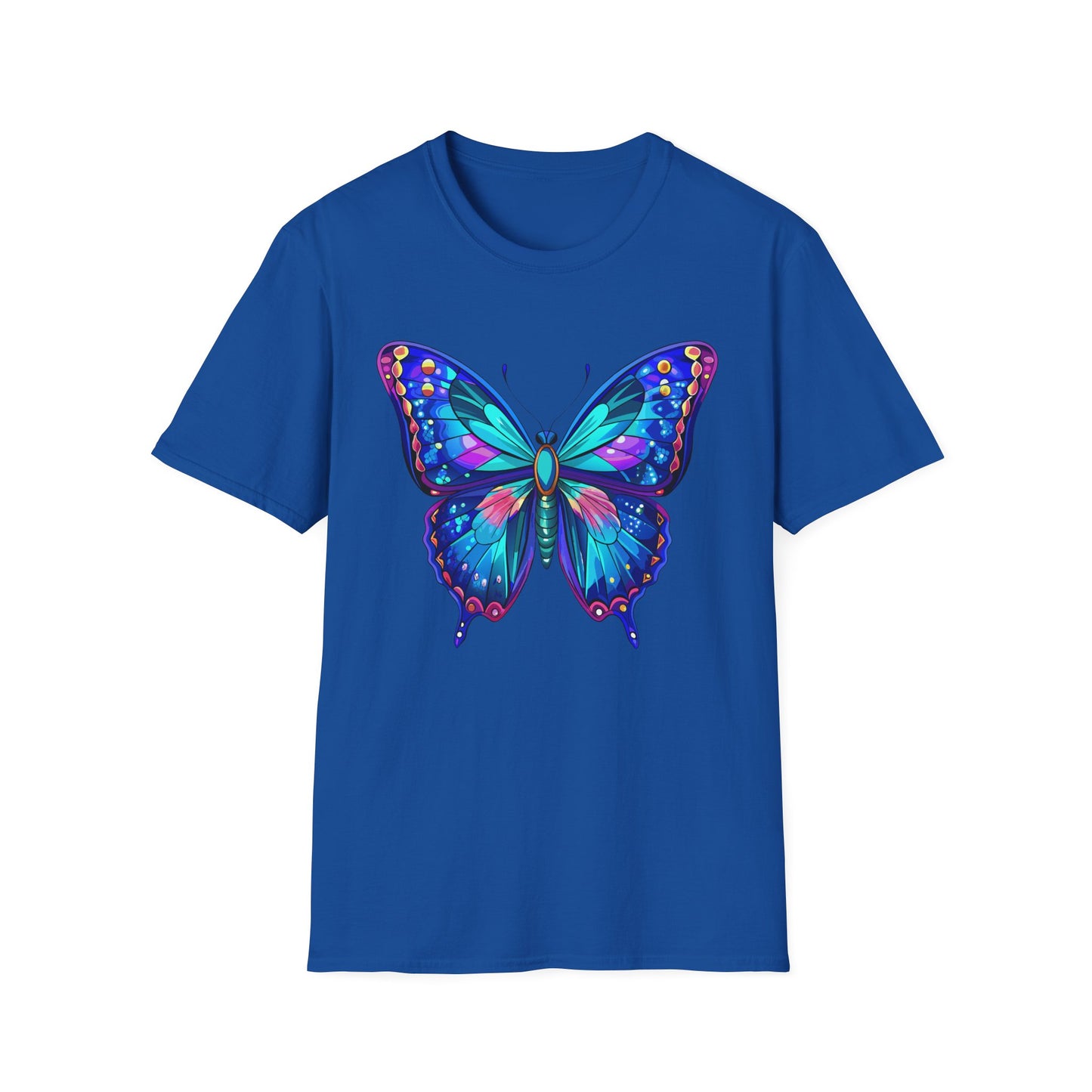 Butterfly Dreams Unisex Softstyle T-Shirt, Colorful Graphic Tee, Butterfly Shirt, Nature Lover Gift, Casual Wear, Unique Art T-Shirt