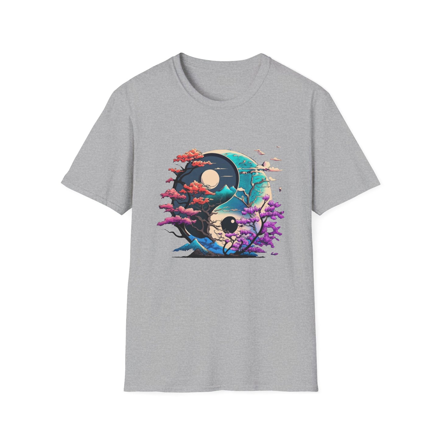 Yin Yang Nature T-Shirt - Unisex Softstyle Tee, Graphic Tee, Casual Wear, Eco-Friendly Gift, Meditation Top, Tree Love Shirt
