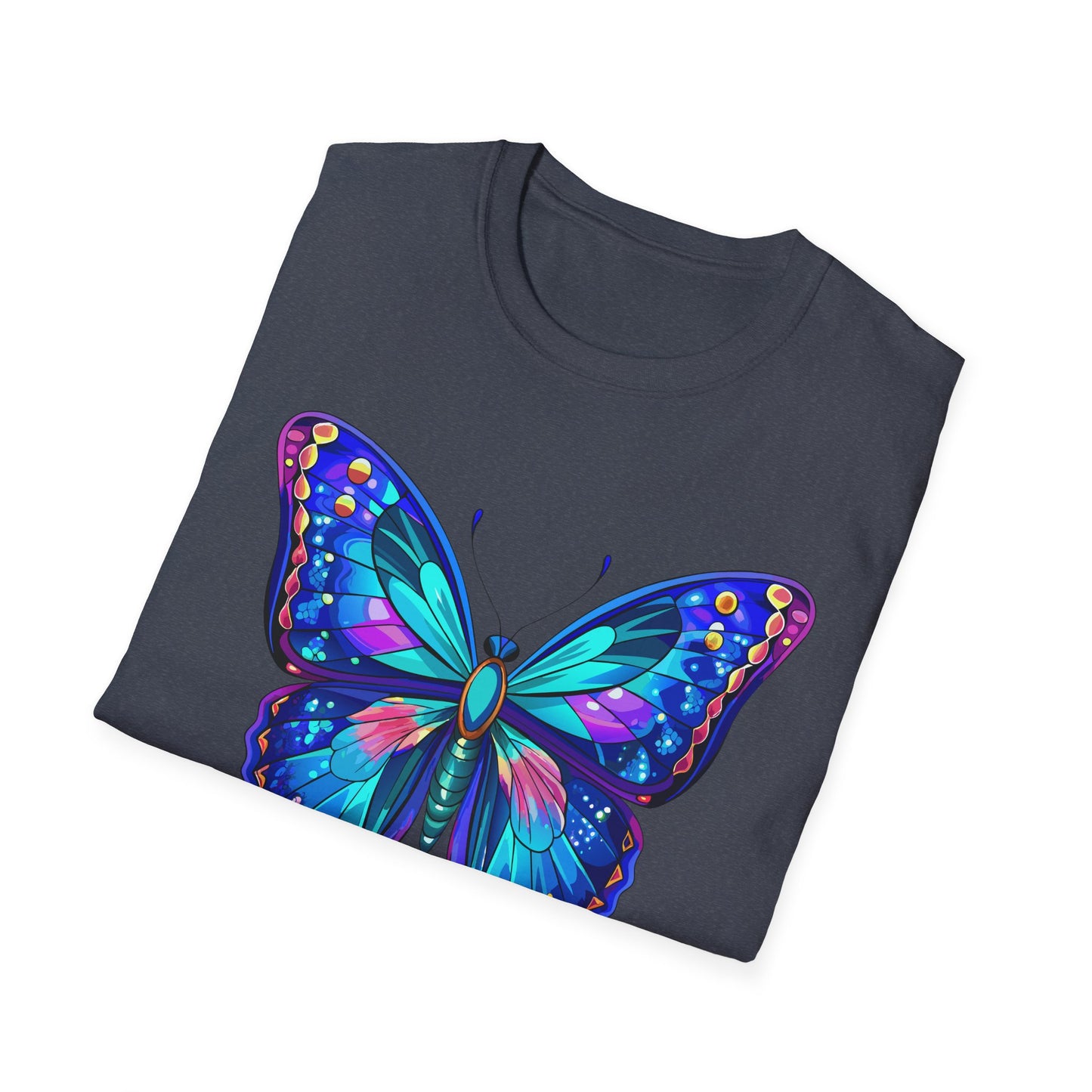 Butterfly Dreams Unisex Softstyle T-Shirt, Colorful Graphic Tee, Butterfly Shirt, Nature Lover Gift, Casual Wear, Unique Art T-Shirt