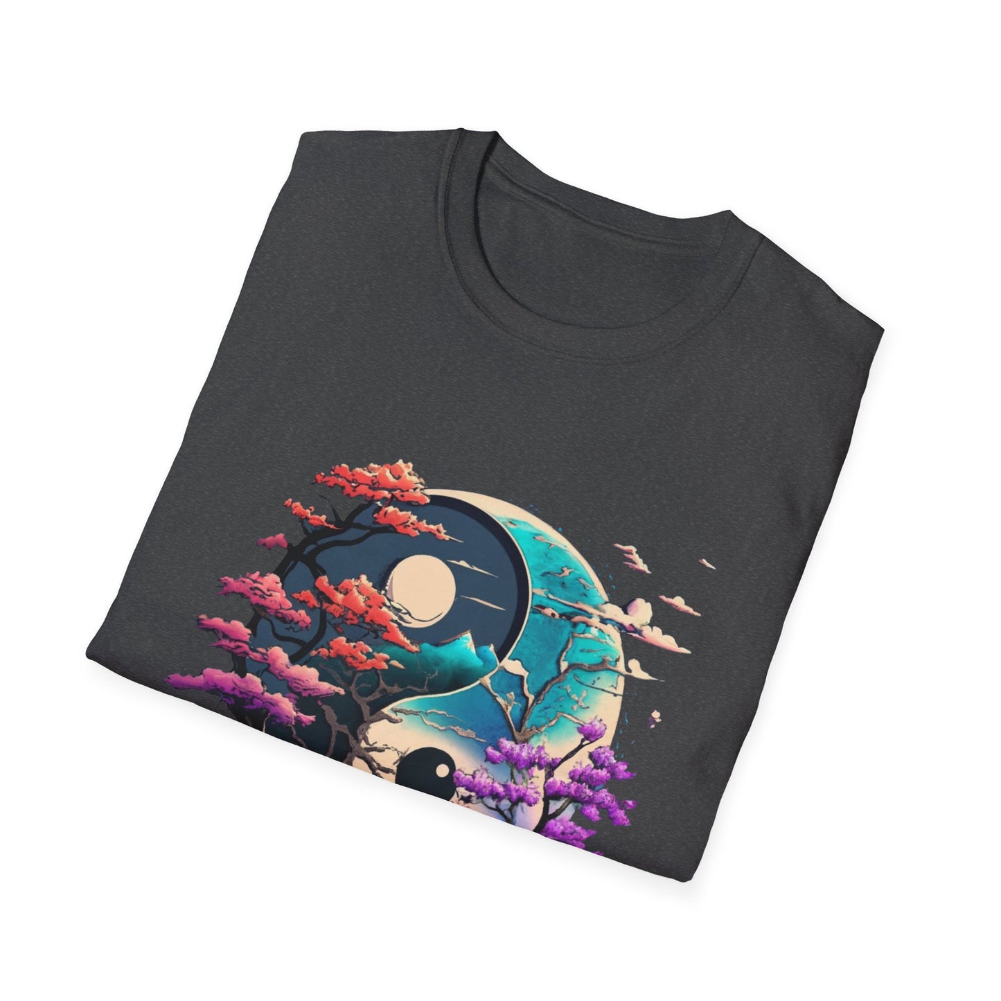 Yin Yang Nature T-Shirt - Unisex Softstyle Tee, Graphic Tee, Casual Wear, Eco-Friendly Gift, Meditation Top, Tree Love Shirt