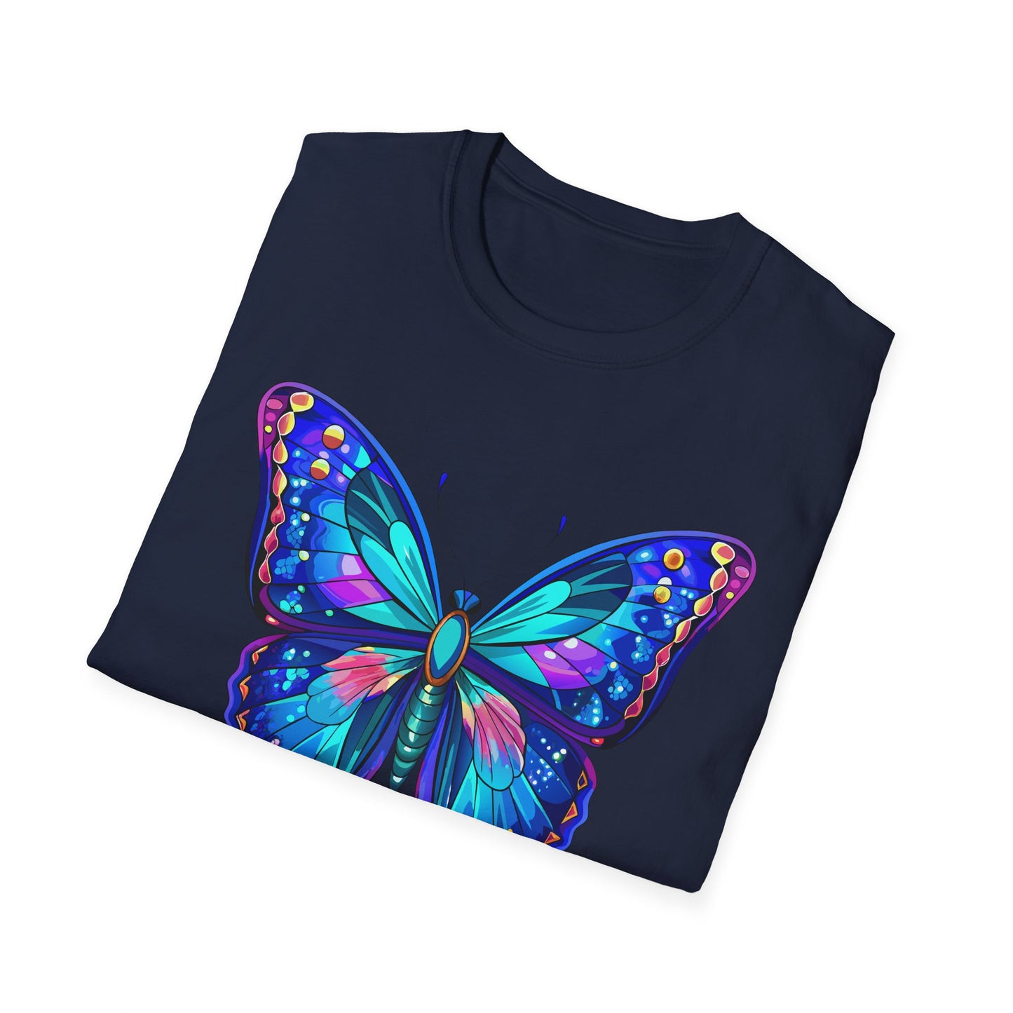 Butterfly Dreams Unisex Softstyle T-Shirt, Colorful Graphic Tee, Butterfly Shirt, Nature Lover Gift, Casual Wear, Unique Art T-Shirt