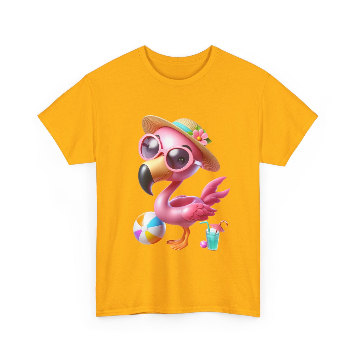 Tropical Flamingo Tee, Summer T-Shirt, Beach Shirt, Gift for Vacation Lovers, Cute Floral Graphic Shirt, Unisex Casual Wear