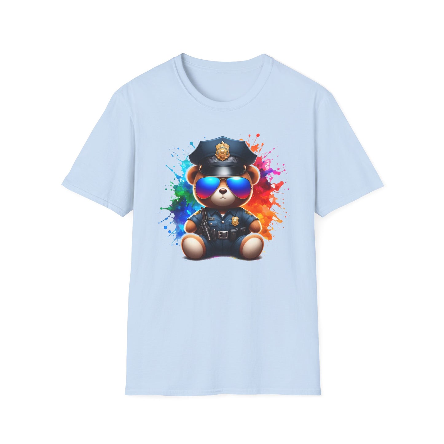 Police Bear Graphic T-Shirt, Cute animal tee, Unisex casual wear, Gift for animal lovers, Fun shirt for kids and adults